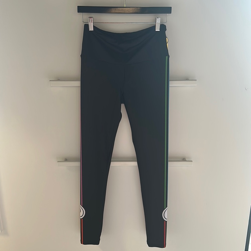 Pure Barre x Gold Sheep leggings w/rainbow stripes